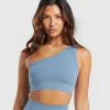 Ribbed Cotton Seamless One Shoulder  Bra