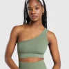 Ribbed Cotton Seamless One Shoulder  Bra