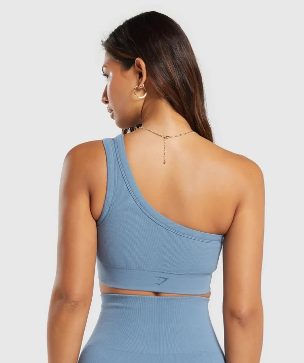 Ribbed Cotton Seamless One Shoulder  Bra