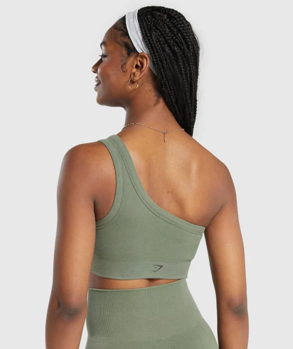 Ribbed Cotton Seamless One Shoulder  Bra