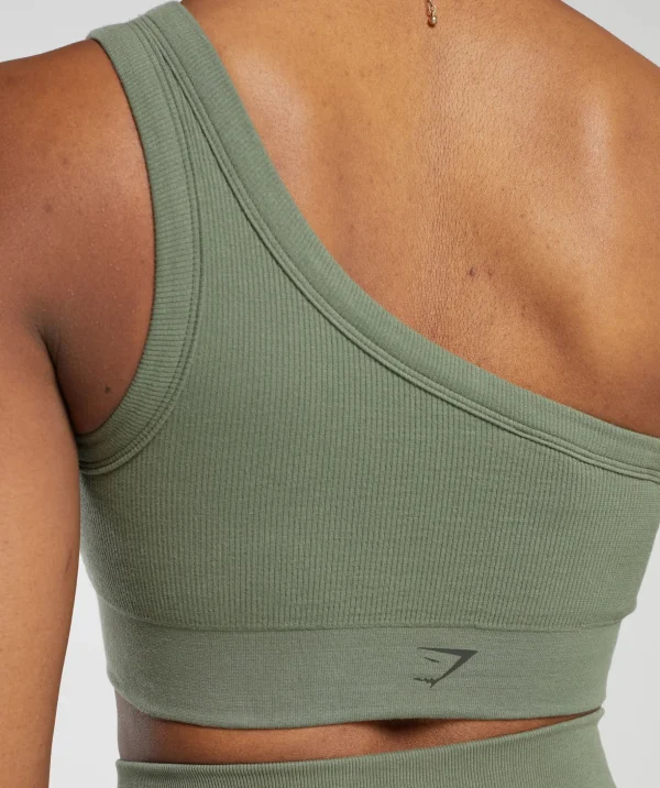 Ribbed Cotton Seamless One Shoulder  Bra