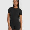 Ribbed Cotton Seamless T-Shirt