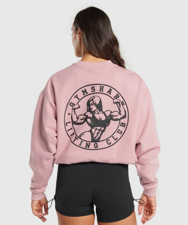 Strong Girl Lifting Club Oversized Graphic Crew