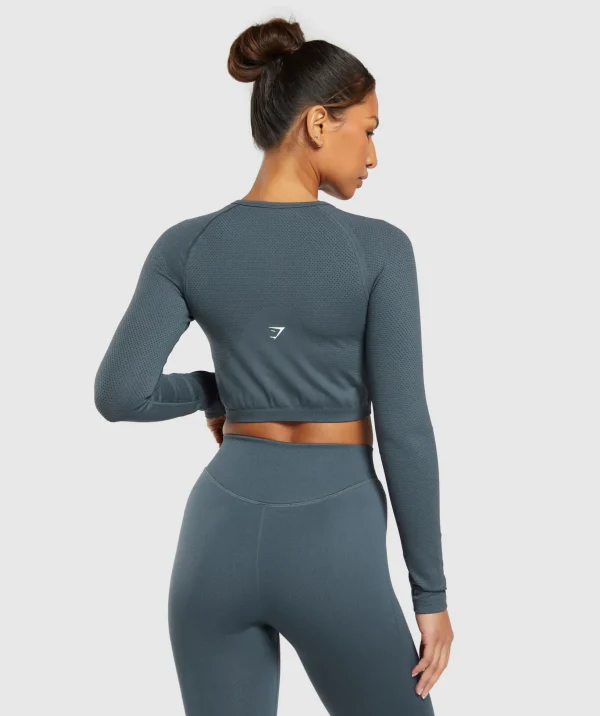 Sweat Seamless Long Sleeve Zip Crop Top