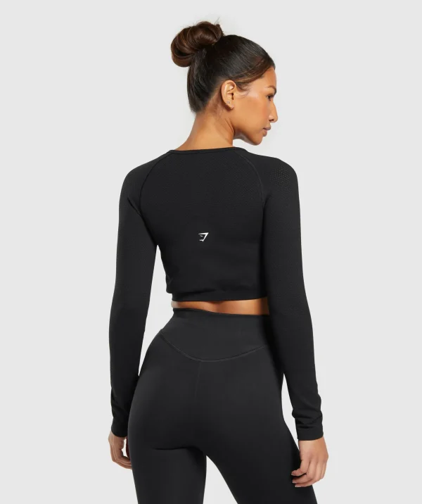 Sweat Seamless Long Sleeve Zip Crop Top