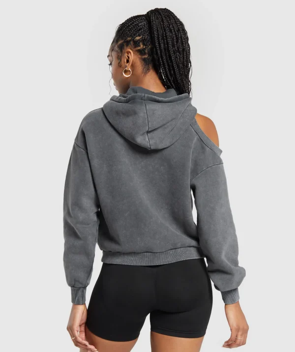 Washed Cut Out Hoodie