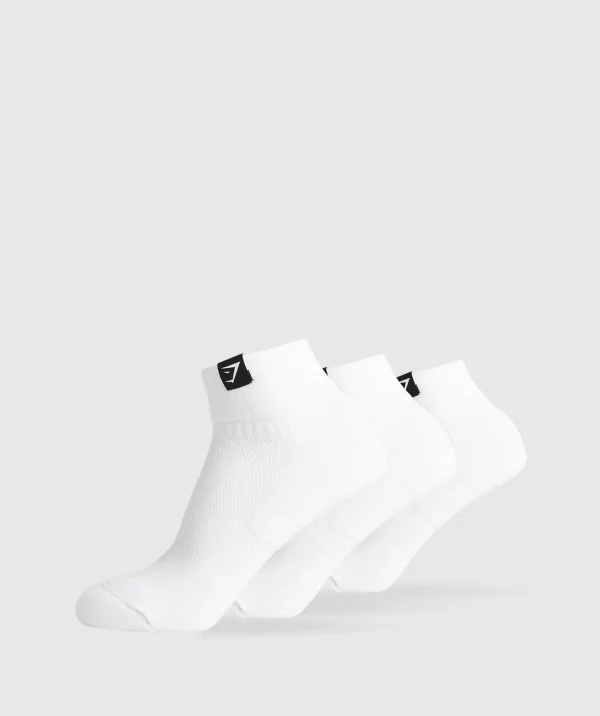 Woven Tab Quarter Socks 3pk