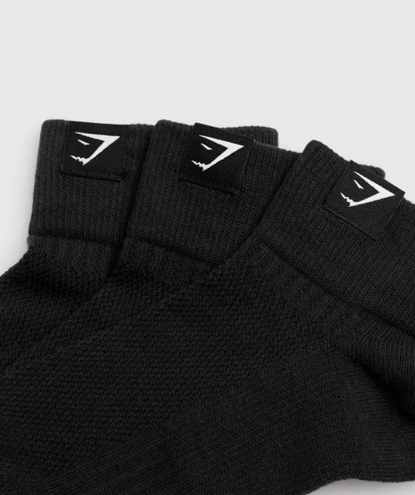 Woven Tab Quarter Socks 3pk